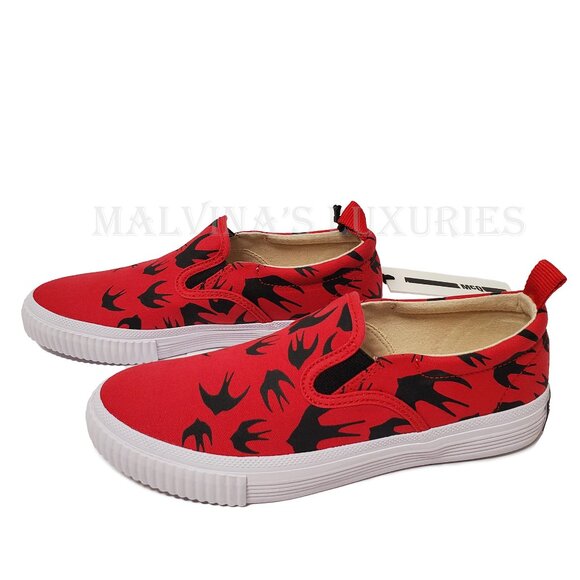McQ ALEXANDER McQUEEN SNEAKERS SWALLOW LOW TOP RED / BLACK SHOES $235  IT 39 / 9 - Picture 3 of 13